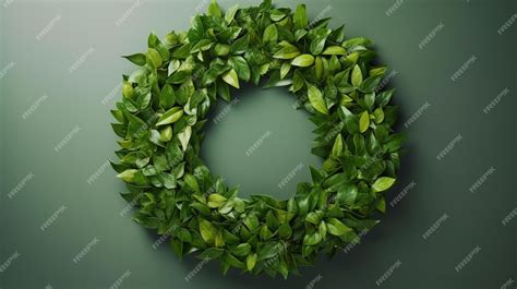 Premium AI Image | A green wreath with leaves on it