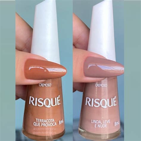 Kit 2 Esmalte Risque Tons De Nude Terracota Que Provoca E Linda Leve E
