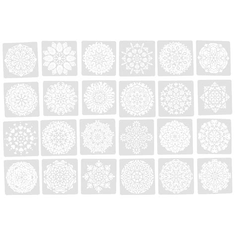 24Pcs Mandala Stencils Painting Education Toys Hollow Flower Templates