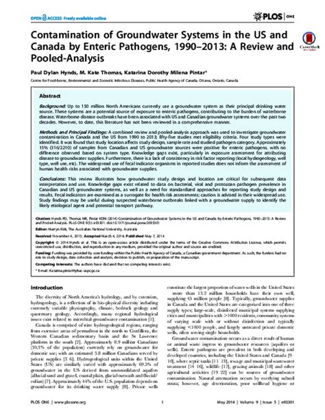 Pdf Contamination Of Groundwater Systems In The Us And Canada By