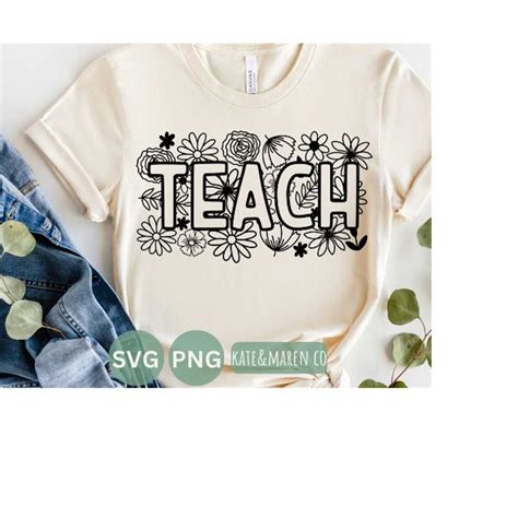 Teacher Svg Teacher Flower Svg Floral Png Teach Svg Scho Inspire