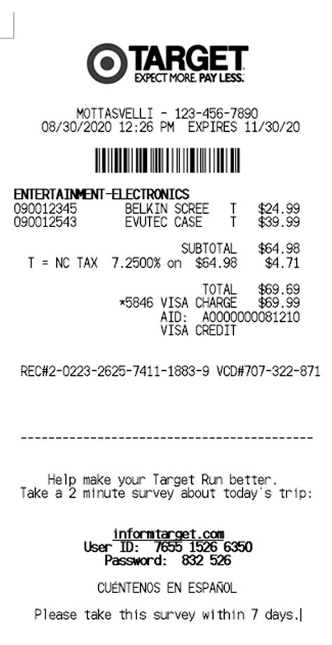 Target Receipt Template