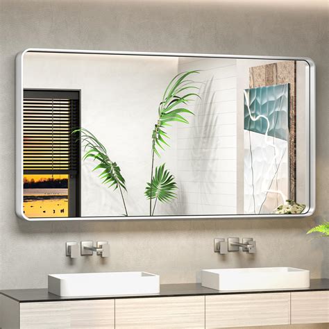 Tokeshimi X Inch Wall Mirror Silver Bathroom Vanity Mirror With