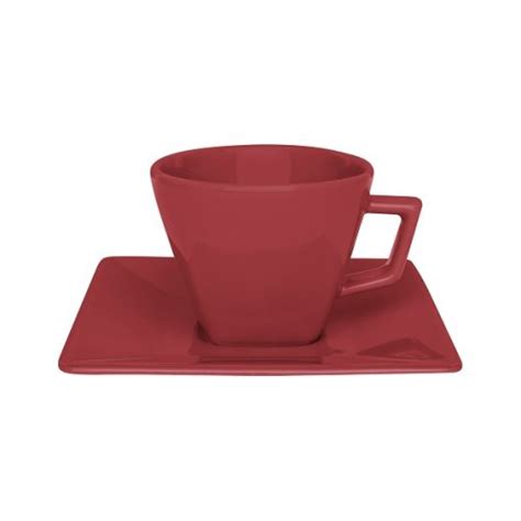 Taza De Te Con Plato 220 Ml Rojo 2015 Loymil SA