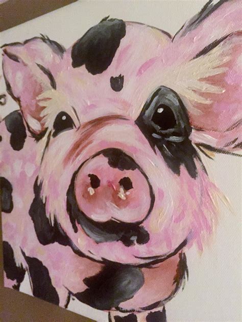 Acrylic Pig Canvas Painting Original Acrylic Painting Farm Etsy