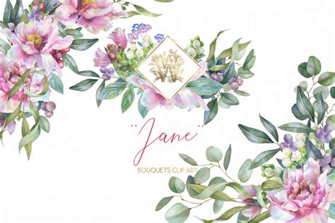 Watercolor Pink Peonies Borders Custom Designed Illustrations