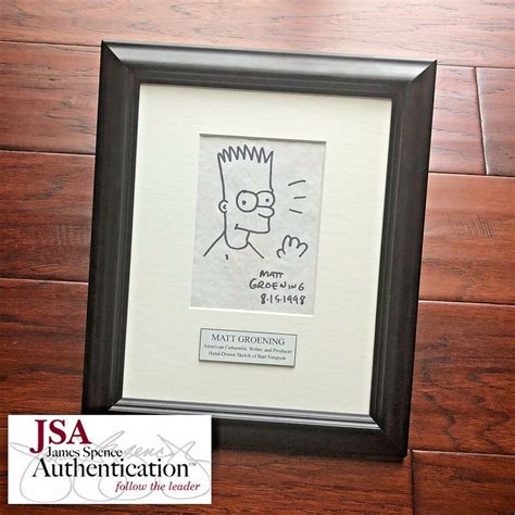 Matt Groening Jsa Autograph Hand Drawn Bart Simpson Signed