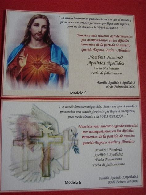 Tarjetas De Recordatorio Para Difuntos Imagui