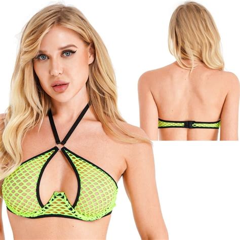 Women Sexy Hollow Out Fishnet Camisole Crop Top Clubwear See Through