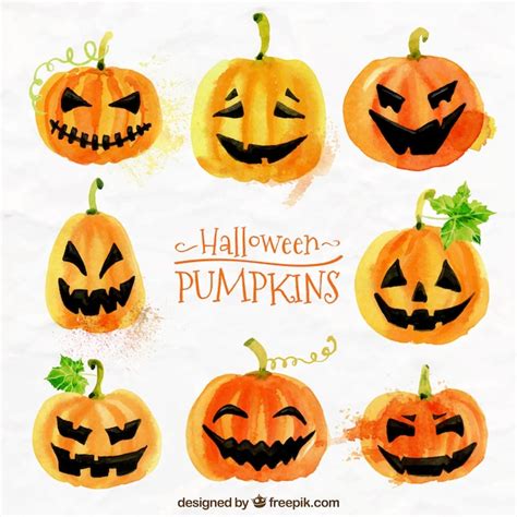 Free Vector Halloween Pumpkin Painted With Watercolors