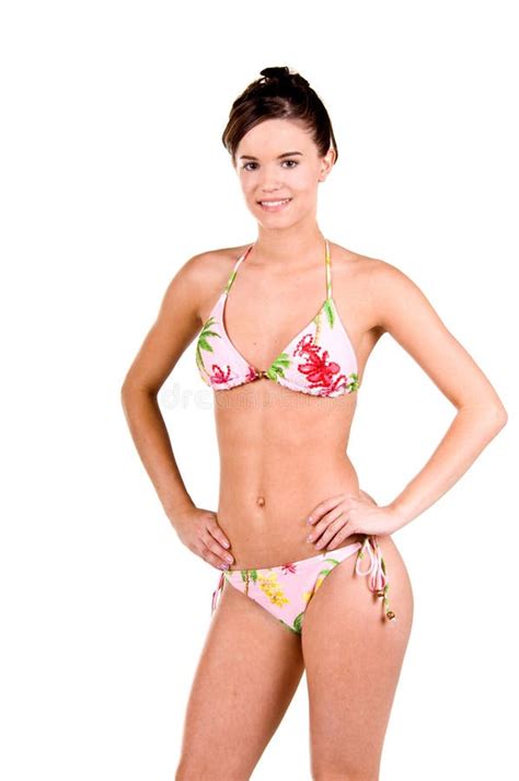 Donkerbruine Vrouw In Een Bikini Stock Afbeelding Image Of Zwempak Status