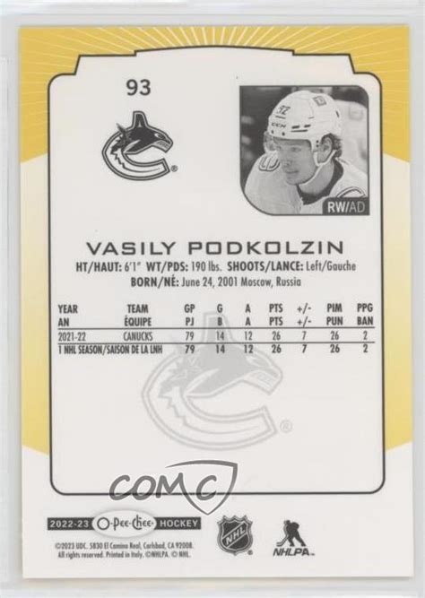 2022 23 O Pee Chee Yellow Border Vasily Podkolzin 93 EBay