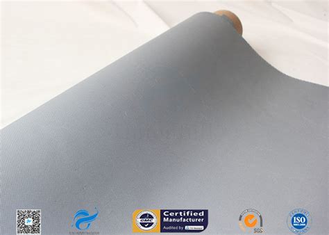 Grey Silicone Coated Fiberglass Fabric 0 85MM Satin Weave Abrasion