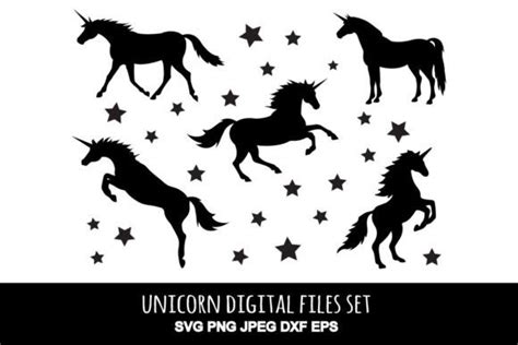 Unicorn Silhouette Svg Png Jpeg Eps Set Graphic By Digitalartbysvetlana