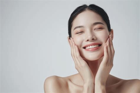 Premium Photo | Asian beauty cosmetic skincare model white background