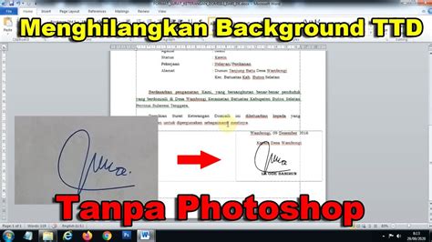 Menghilangkan Background Tanda Tangan Di Word Tanpa Photoshop Youtube