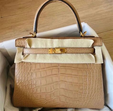 Hermes Kelly Matte Alligator Crocodile M Chai Qatar