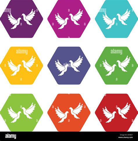 Wedding Doves Icon Set Color Hexahedron Stock Vector Image And Art Alamy