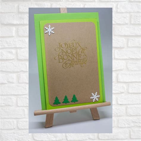 Carte De Vœux Artisanale Joyeux Noël Et Bonne Année Vert