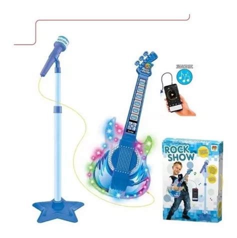 Guitarra Microfone Pedestal Infantil Rock Show Frete Gr Tis