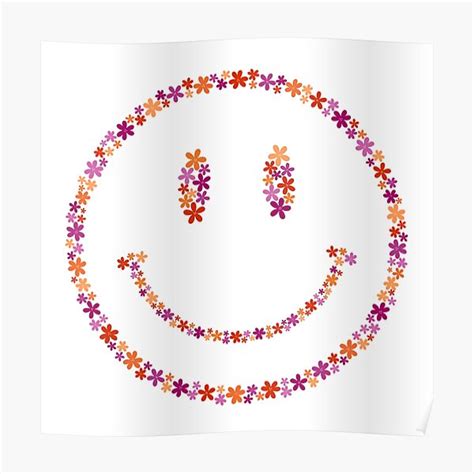 Floral Smiley Face Discreet Lesbian Pride Poster By JuneNostalgia