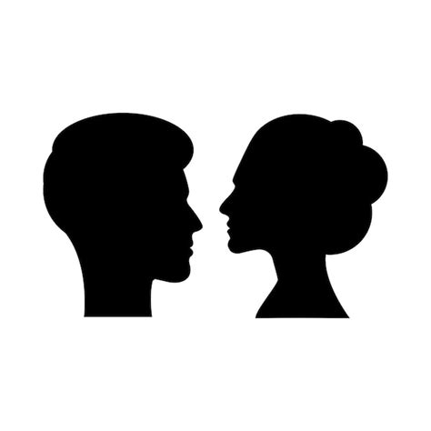 Premium Vector Man And Woman Face Profile Silhouette Vector Icon In A Glyph Pictogram Illustration