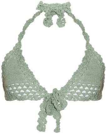 She Made Me Hira Tie Front Triangle Crochet Bikini Top ShopStyle Two
