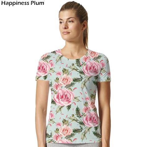 Flower T Shirt Women Short Sleeves Womens Brand Clothing Sexy Slim Fashion T Shirt Spring Summer