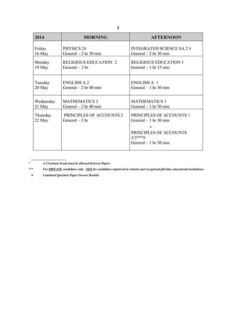 Timetable CSEC May Jun 2014 PDF