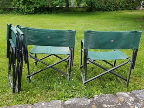 Three Genuine Orvis Green Canvas Folding Camping Fishing Chairs