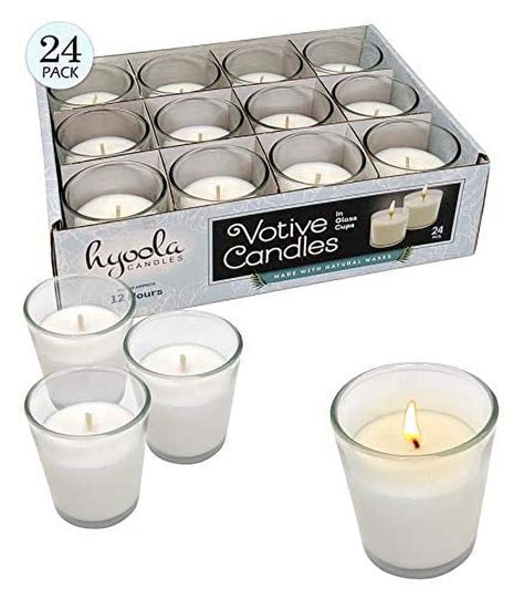 Hyoola Bulk Unscented 12 Hour White Votive Candles In Clear Glass Cups Paraffin Wax With Cotton