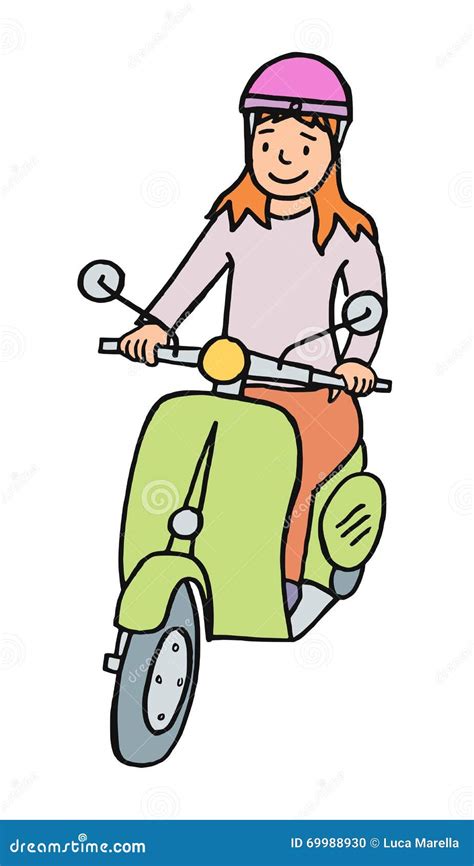 Vintage Vespa Motorcycle Illustration Vector Hand Drawn Isolated On