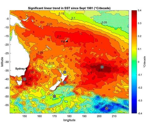 Sea Surface Temperature Trend 1981 2018png Niwa