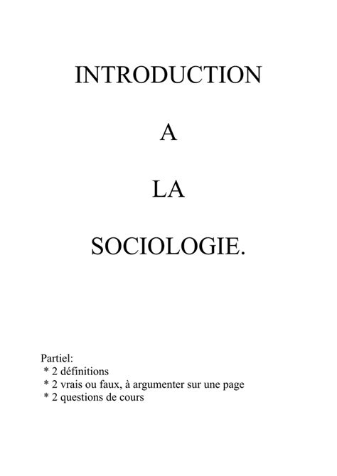 Introduction A La Sociologie