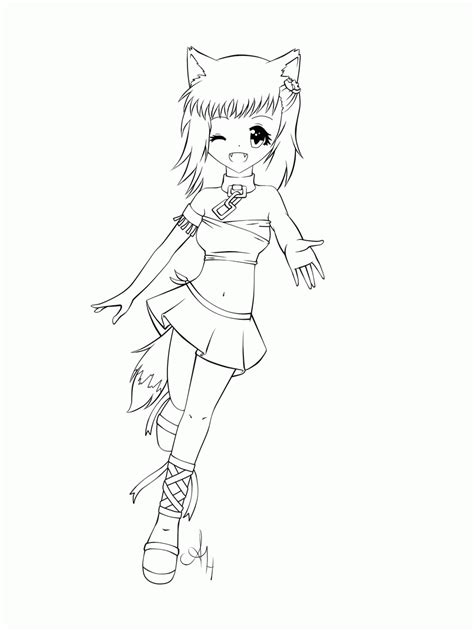 Anime Fox Girl Cute Coloring Pages Coloring Home