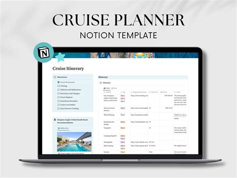 Cruise Planner Notion Template Digital Cruise Itinerary Packing List