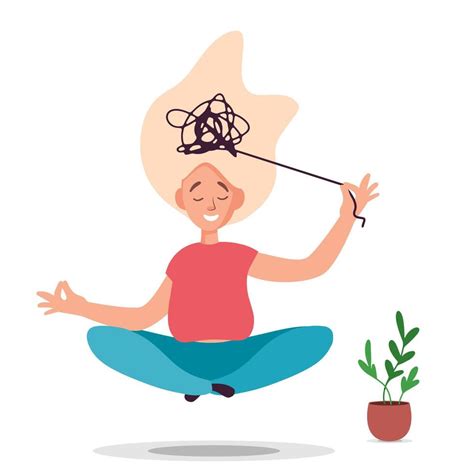 Vector Yoga Meditating Woman With Mindfullness And Selfcare