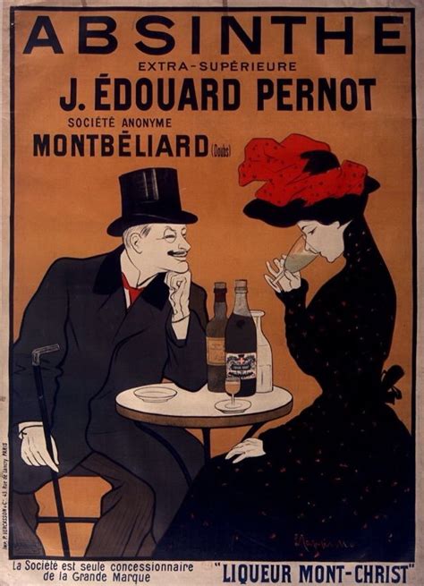 An Advertisement For Absintte With Two People Sitting At A Table