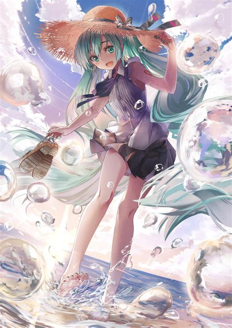 「海の日ということで海とミクさんが描かれているイラスト再掲 海の日 初音ミク」大堂daidouのイラスト