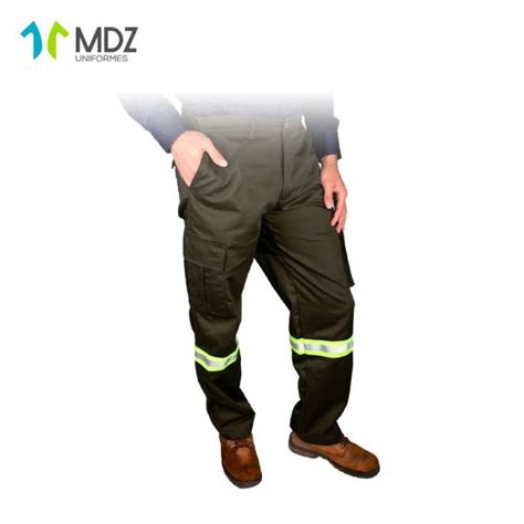 Pantalón Verde Olivo Tipo Cargo Con Reflejante Mdz Uniformes