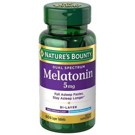 Melatonina Dual Nature’s Bounty 5 Mg 60 Tabletas Almacen Do