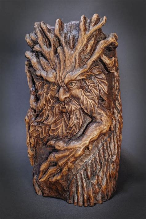 Tree Spirit Wood Spirit Wood Carving Woodcarving Old Man Etsy Wood