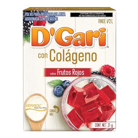 Polvo para preparar gelatina D Gari con colágeno sabor frutos rojos 21