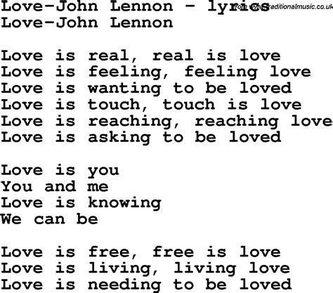 Love Song Lyrics Forlove John Lennon