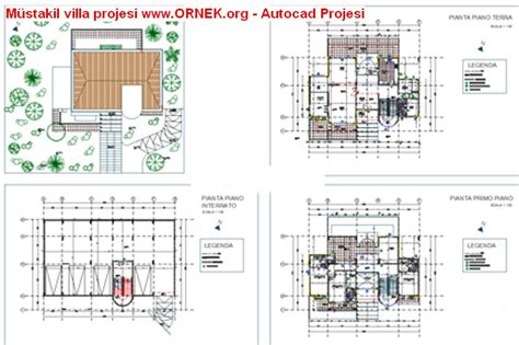 Proje Sitesi 2 katlı teraslı müstakil ev projesi Autocad Projesi