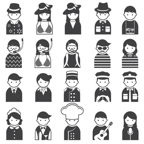 Various People Symbol Icons Teenager Set Stock Vector Muchmania