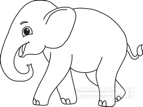 Animal Outline Clipart-asian elephant black white outline clipart