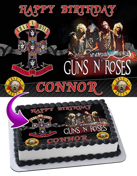 Guns N' Roses Edible Cake Image Topper Personalized Birthday Party 1/4 Sheet - Walmart.com