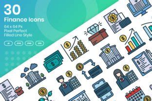 30 Finance Icons Set Filled Line Graphic By Kmgdesignid Creative