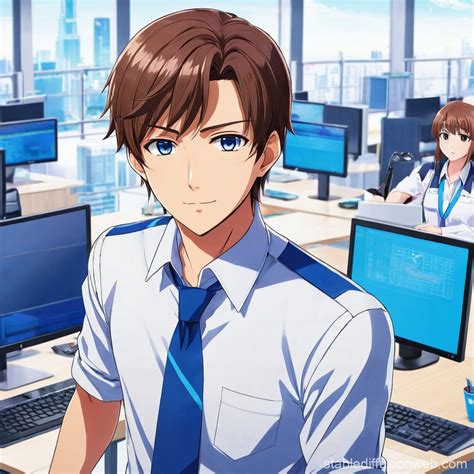 Office Worker With Brown Hair And Eyes Stable Diffusion Online